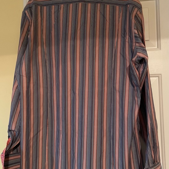 Coton Doux styled in France men’s fitted blue and orange striped‎ shirt - Picture 6 of 10